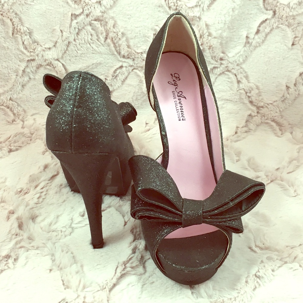 Leg Avenue Sparkly Black High Heels